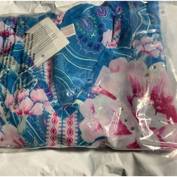 NWT Belle by Kim Gravel blue floral top Medium - Picture 4 of 7